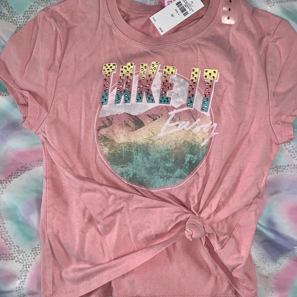 NWT justice shirt w beautiful rhinestone lettering